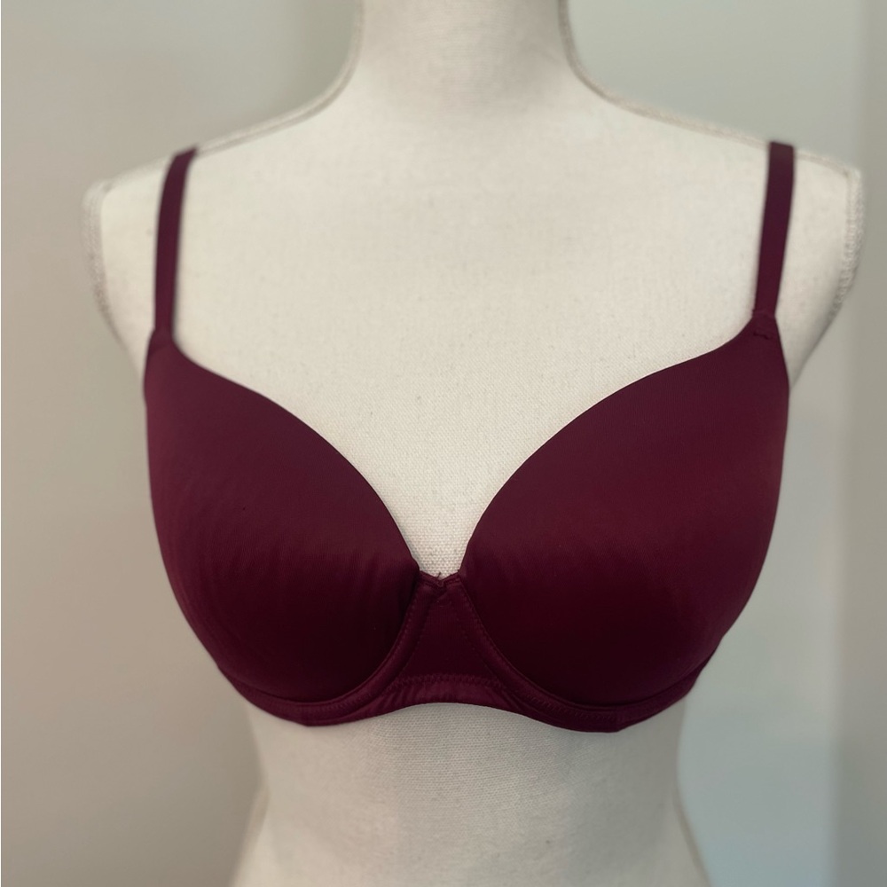 PINK Victoria's Secret Deep Burgundy T Shirt Bra 34D